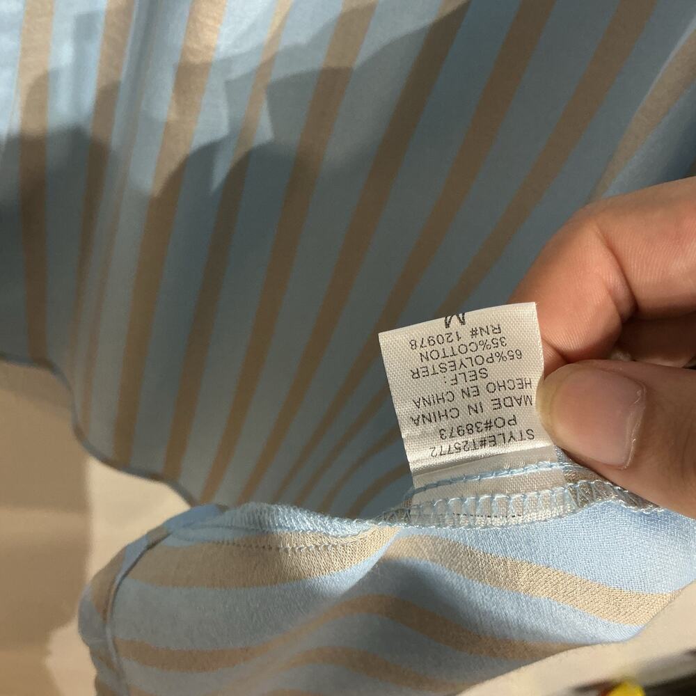 Entro Blue Striped Button Down Blouse Sz M - Picture 7 of 12